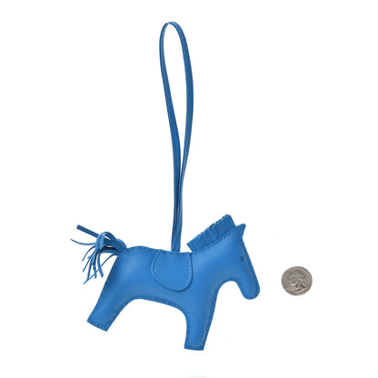Hermes Milo Lambskin Grigri Rodeo Horse Bag Charm MM Bleu Zanzibar 2 of 5