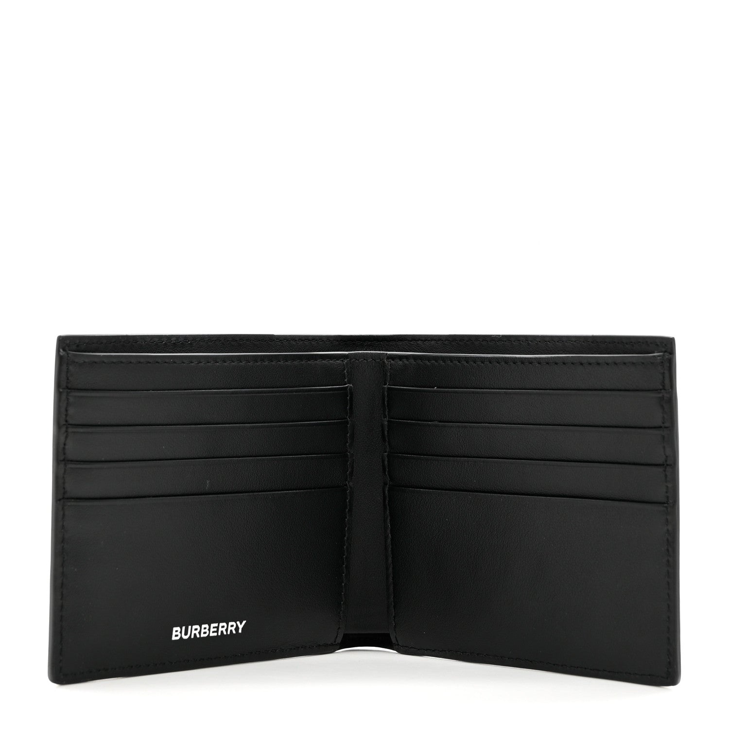 Burberry Calfskin Embossed TB Print Bi-Fold Wallet Black White 5 of 6