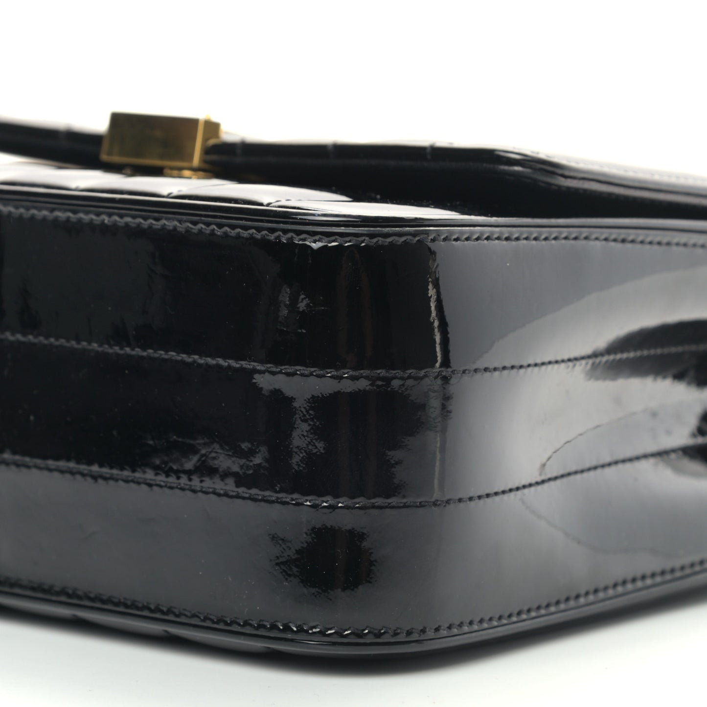Patent Calfskin Matelasse Monogram Medium Vicky Chain Bag Black