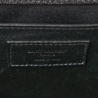 Saint Laurent Grain De Poudre Textured Mixed Matelasse Triquilt Medium Monogram Satchel Black 7 of 9