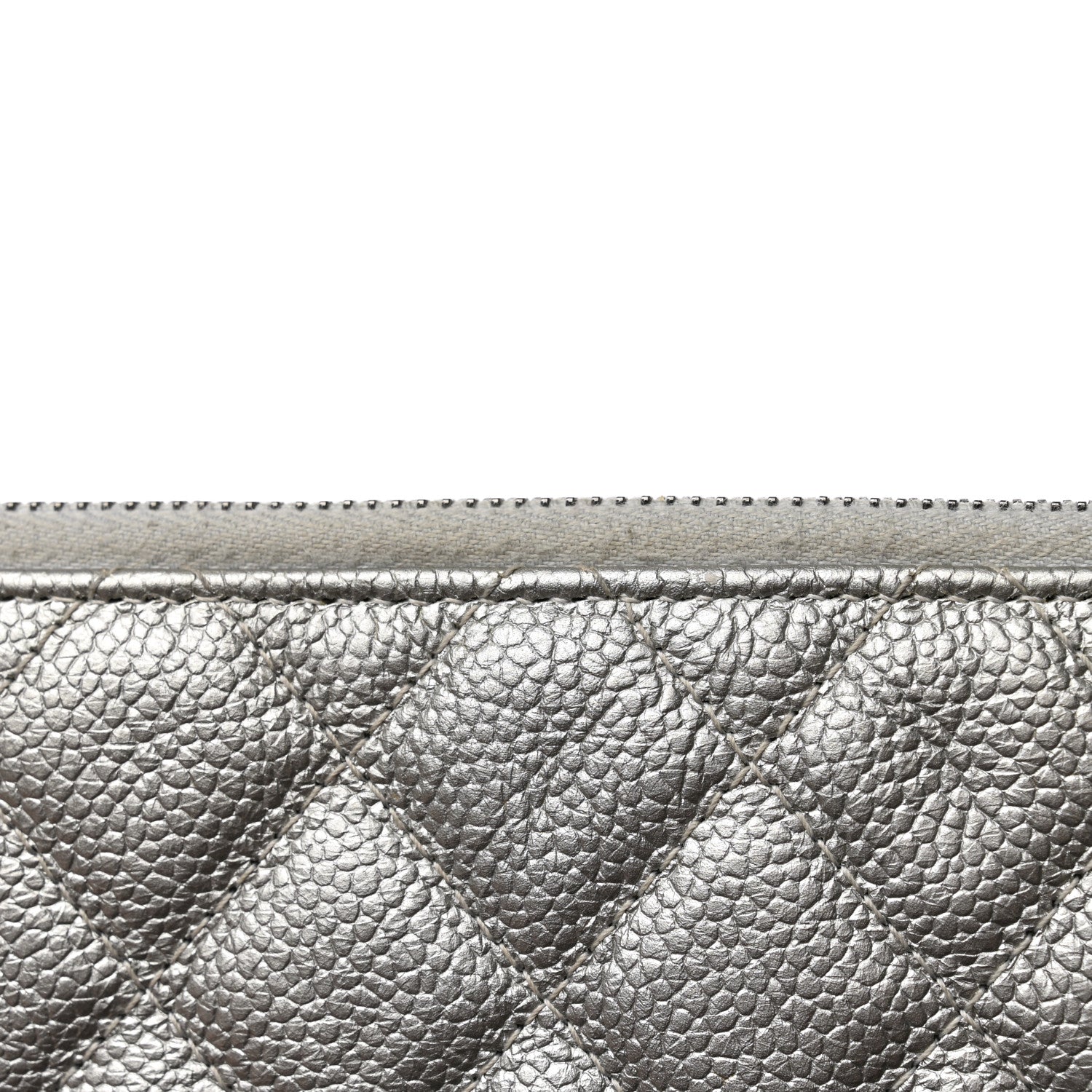 Chanel Metallic Caviar Quilted Classic Zip Pouch Silver 8 of 8