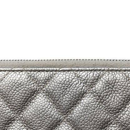 Chanel Metallic Caviar Quilted Classic Zip Pouch Silver 8 of 8