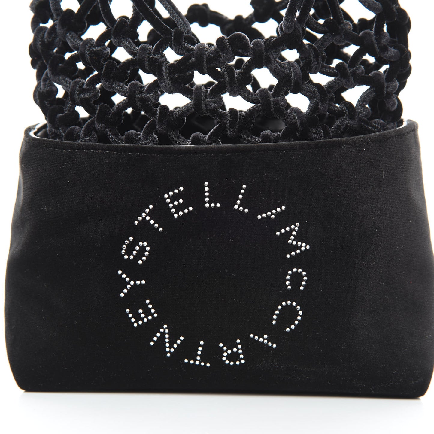 Velvet Crystal Logo Knotted Tote Black