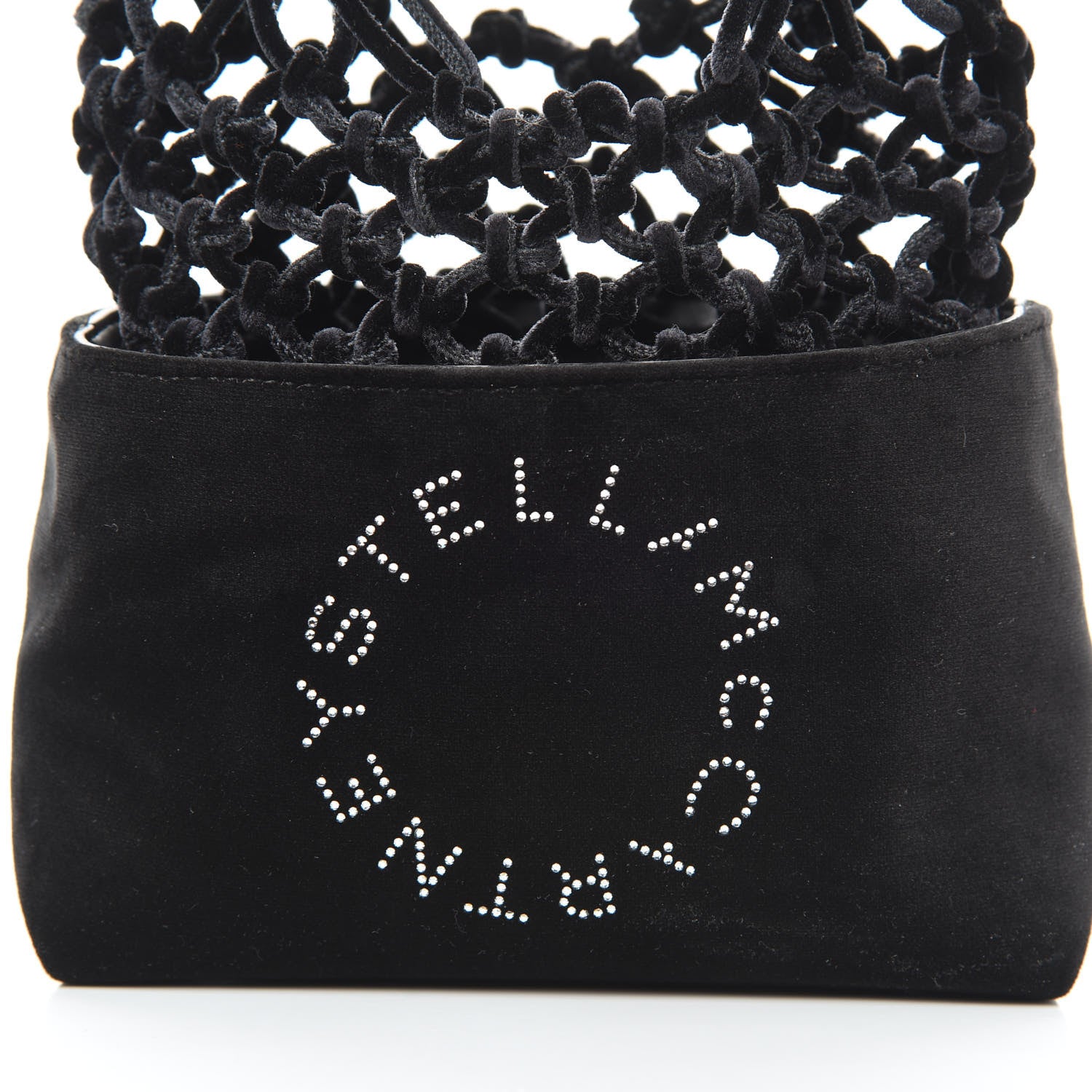 Stella McCartney Velvet Crystal Logo Knotted Tote Black 7 of 9