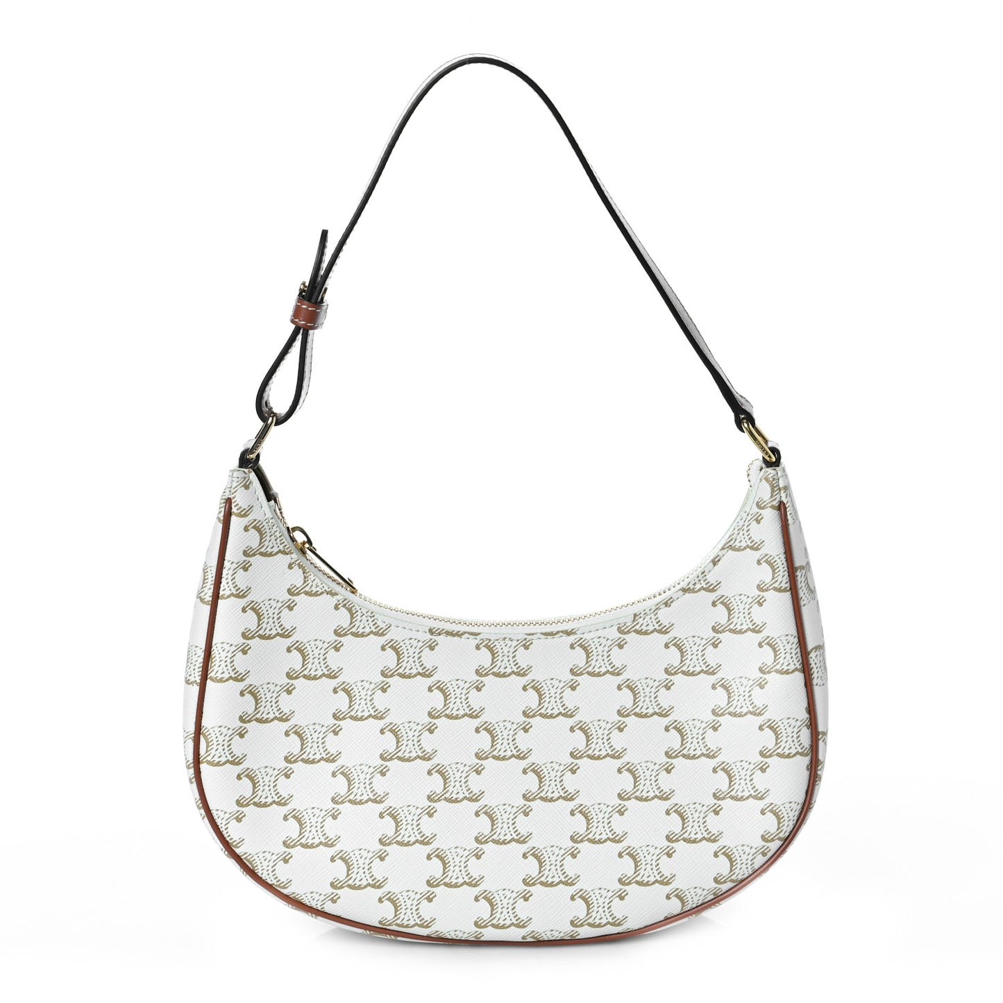 Canvas Calfskin Ava Triomphe Shoulder Bag White