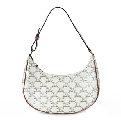 Celine Canvas Calfskin Ava Triomphe Shoulder Bag White 1 of 9
