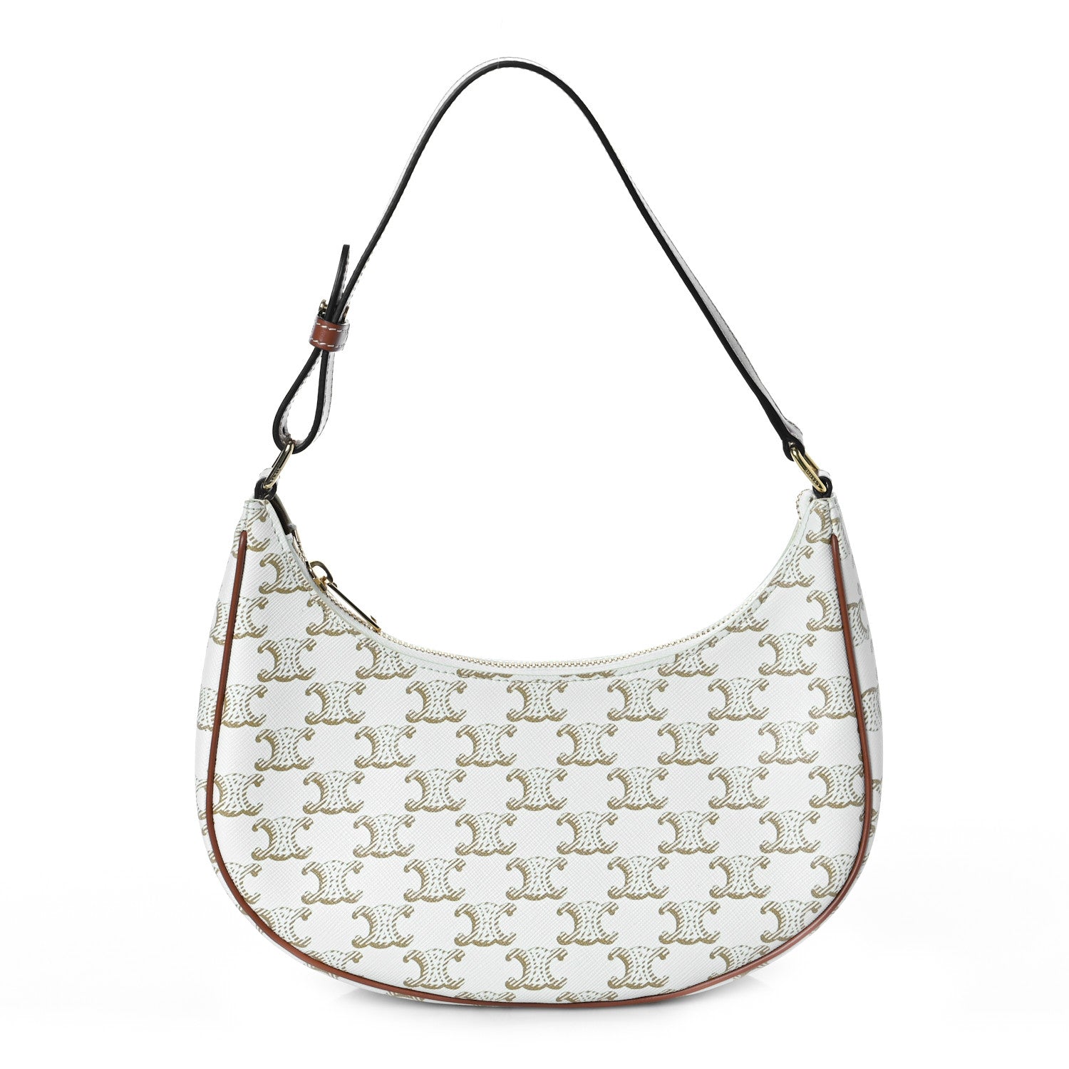Celine Canvas Calfskin Ava Triomphe Shoulder Bag White 1 of 9