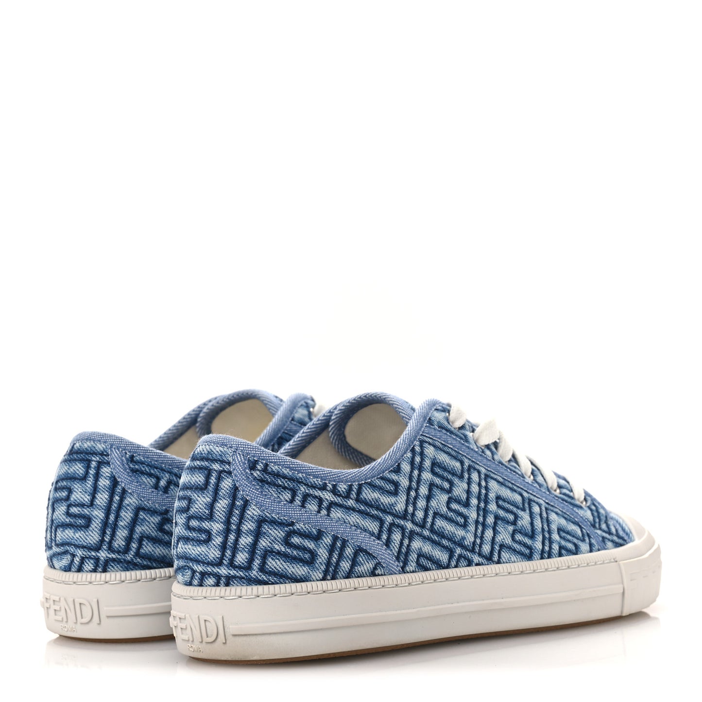 Denim Jacquard FF Matelasse Womens Domino Low Top Sneakers 38 Blue Navy