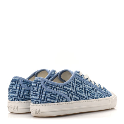 Fendi Denim Jacquard FF Matelasse Womens Domino Low Top Sneakers 38 Blue Navy 5 of 12