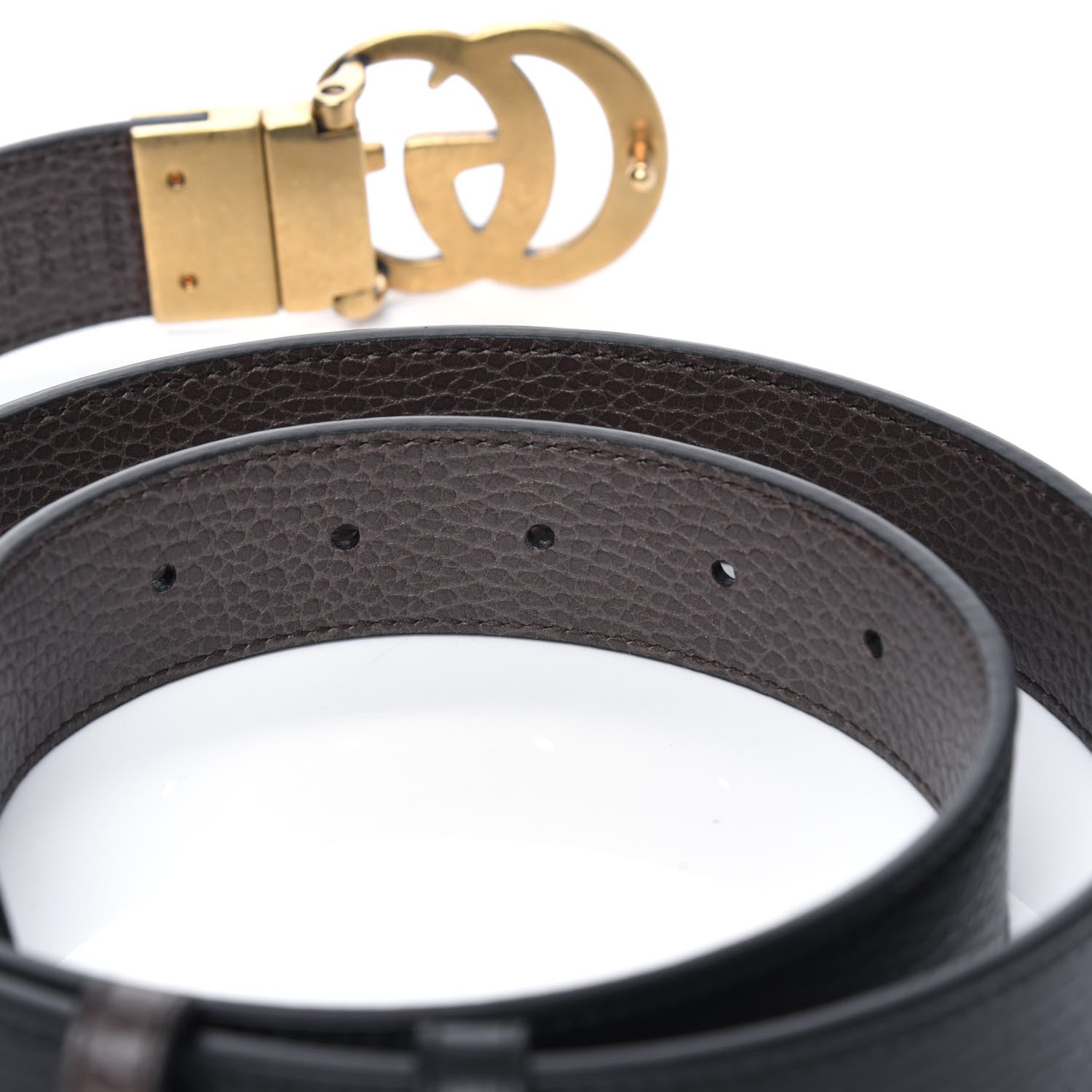 Gucci Dollar Calfskin Double G Reversible 30mm Belt 105 42 Black New Acero 6 of 8
