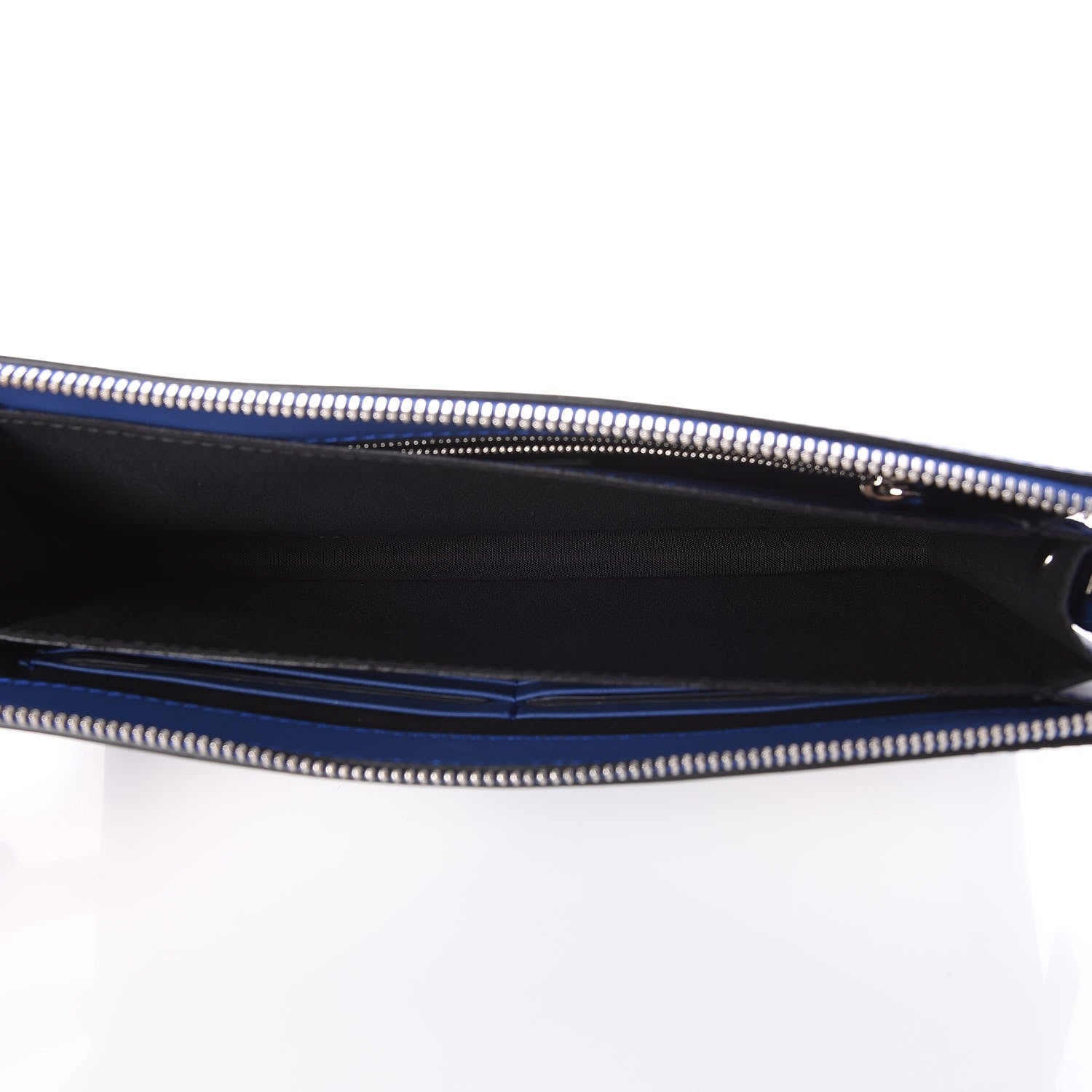 Fendi Vitello Century Metal Monster Eyes Slim Clutch Blue Neon 5 of 7