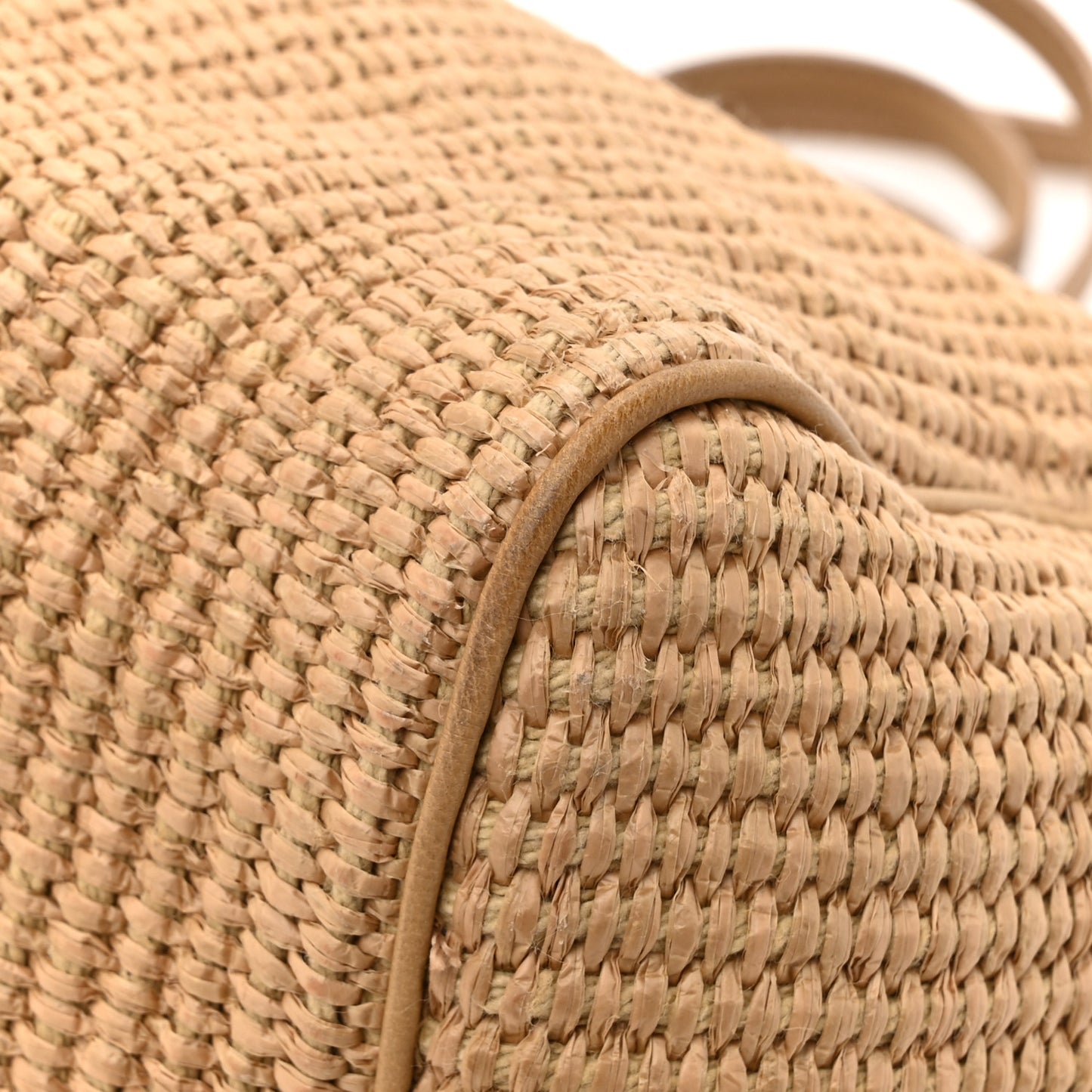 Cotton Raffia Puffy Pouch Clutch Bag