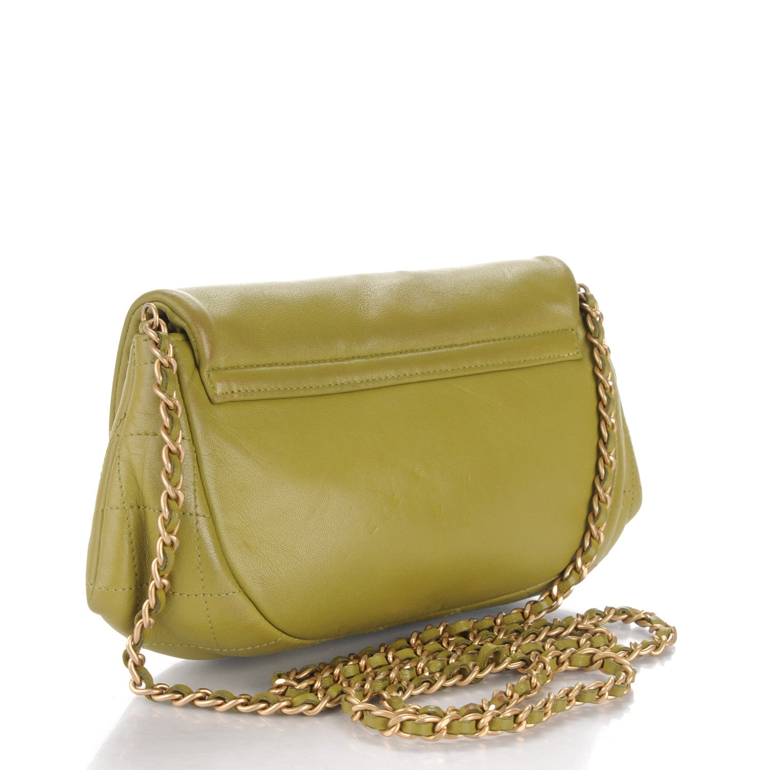 Chanel Lambskin Half Moon Wallet On Chain WOC Green 3 of 11