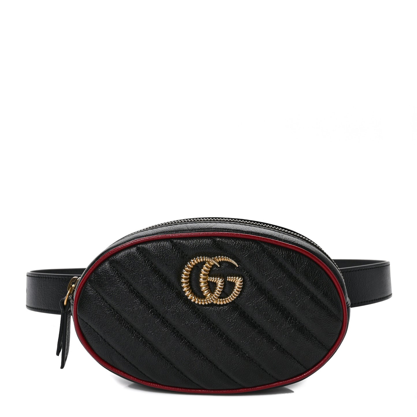 Azalea Calfskin Matelasse Diagonal Torchon GG Marmont Belt Bag 85 34 Black Romantic Cerise