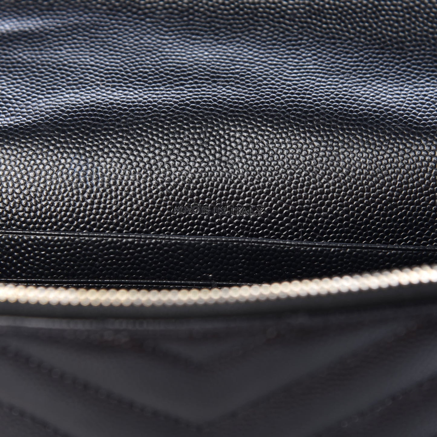 Grain De Poudre Matelasse Chevron Monogram Envelope Chain Wallet Black