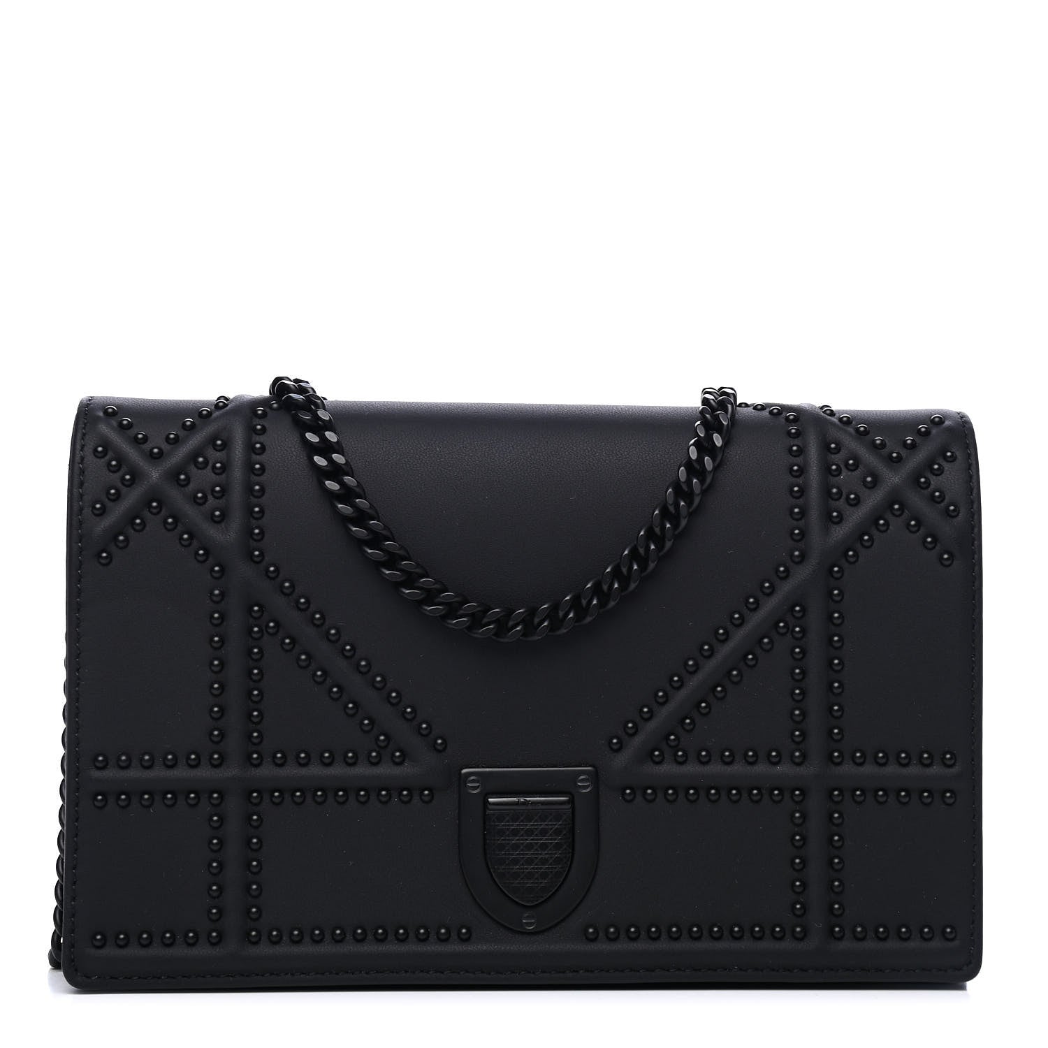 Christian Dior Ultra Matte Calfskin Studded Diorama Wallet on Chain Pouch Black 1 of 4