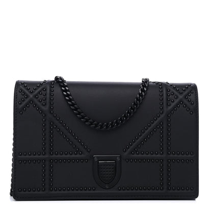 Christian Dior Ultra Matte Calfskin Studded Diorama Wallet on Chain Pouch Black 1 of 4