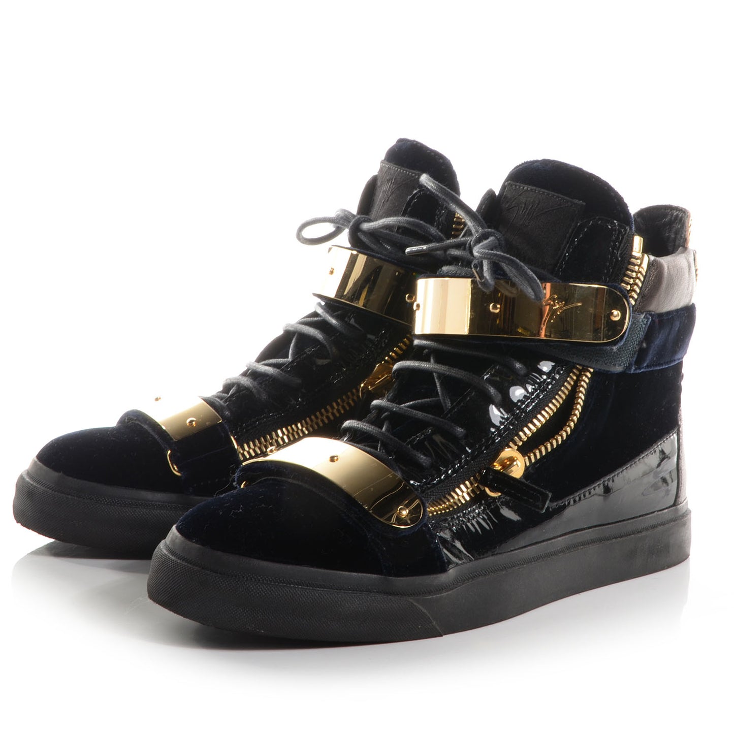 GIUSEPPEZANOTTIPatentVelvetCobySneakers40BlackNavy