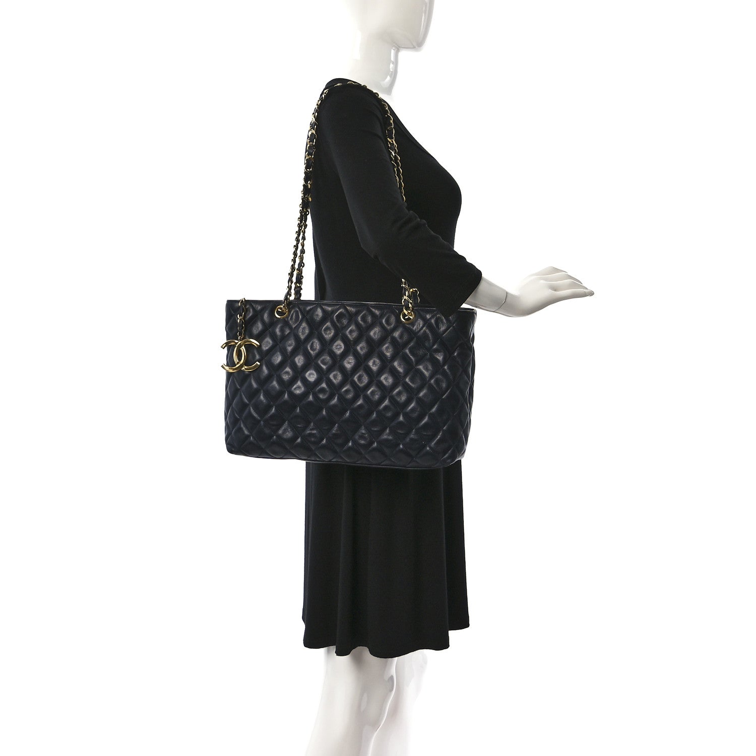 Chanel Lambskin Quilted Shoulder Bag Navy 2 of 7