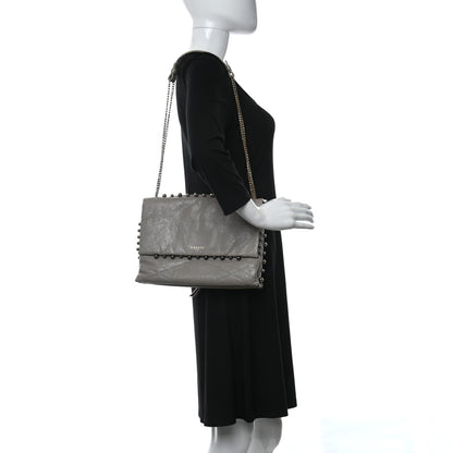 Lanvin Lambskin Quilted Metal Pearl Medium Sugar Flap Shoulder Bag Gray 2 of 9