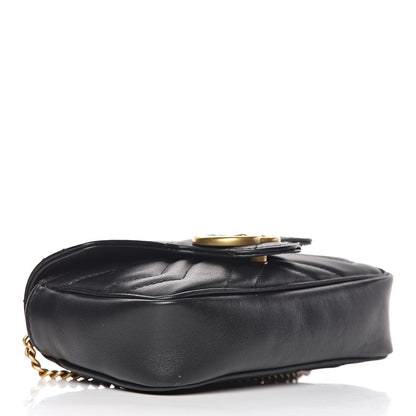 Gucci Calfskin Matelasse Super Mini GG Marmont Shoulder Bag Black 4 of 10