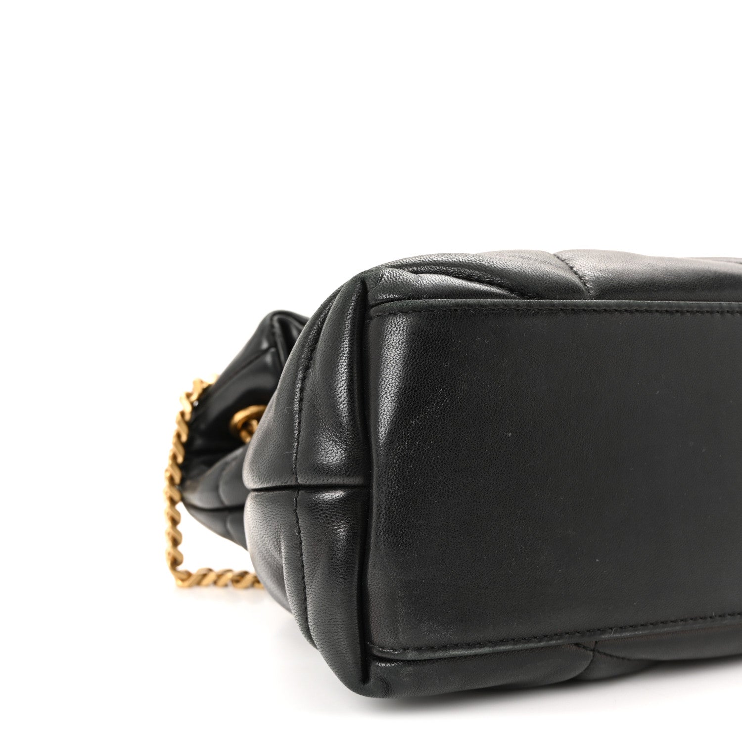 Saint Laurent Lambskin Quilted Small Loulou Puffer Monogram Chain Satchel Black 14 of 17
