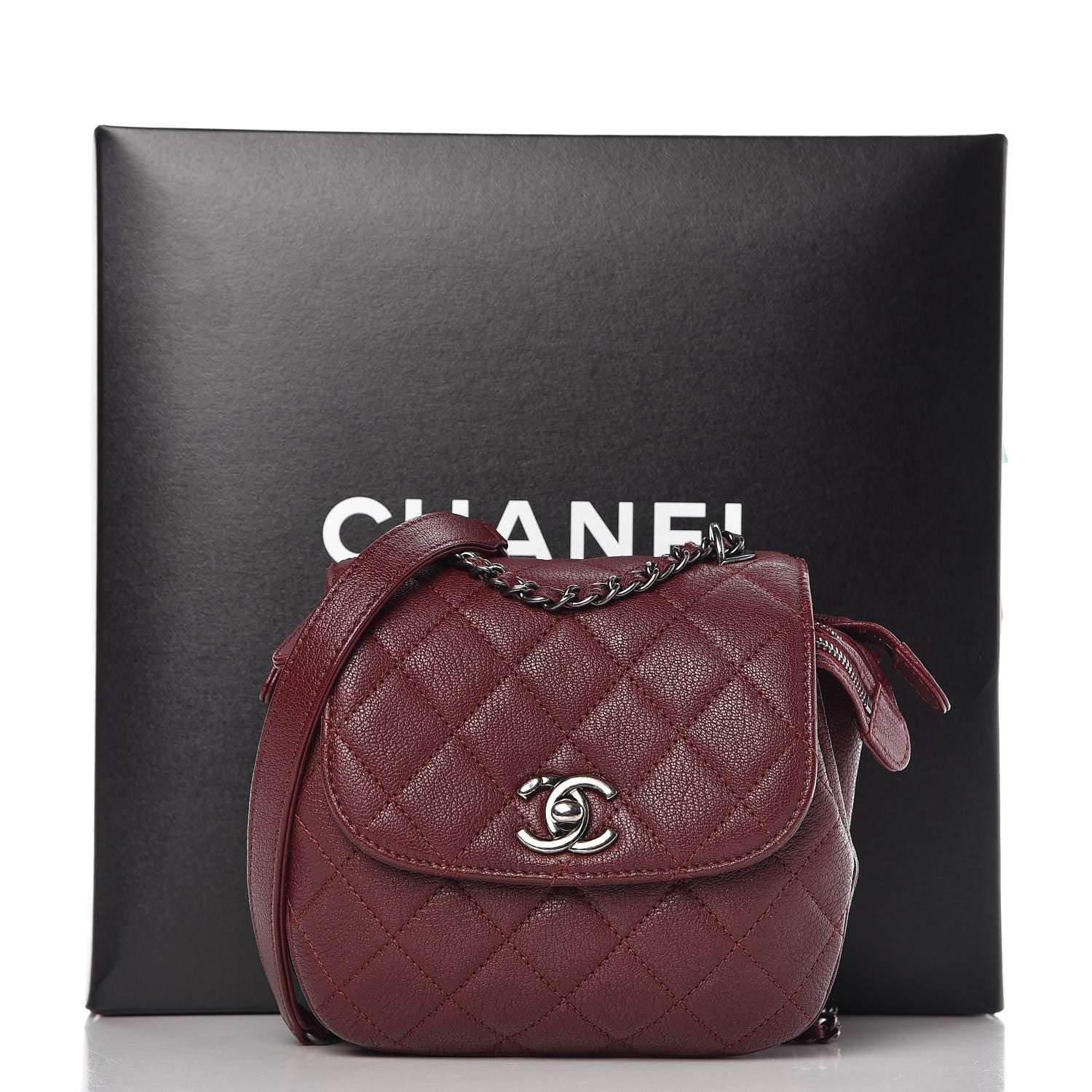 Chanel Goatskin Quilted CC Waiter Crossbody Burgundy 10 of 10