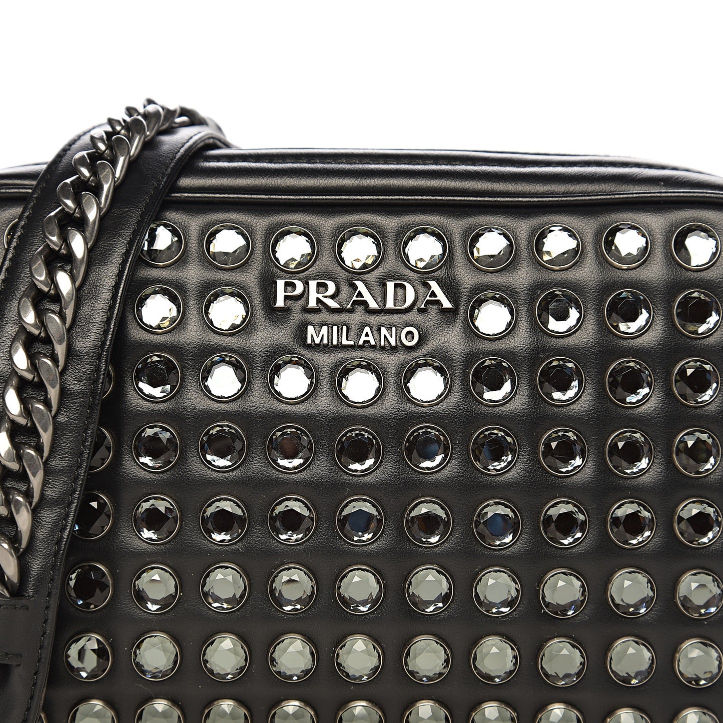 Nappa Impunture Diagramme Embellished Crossbody Bag Black