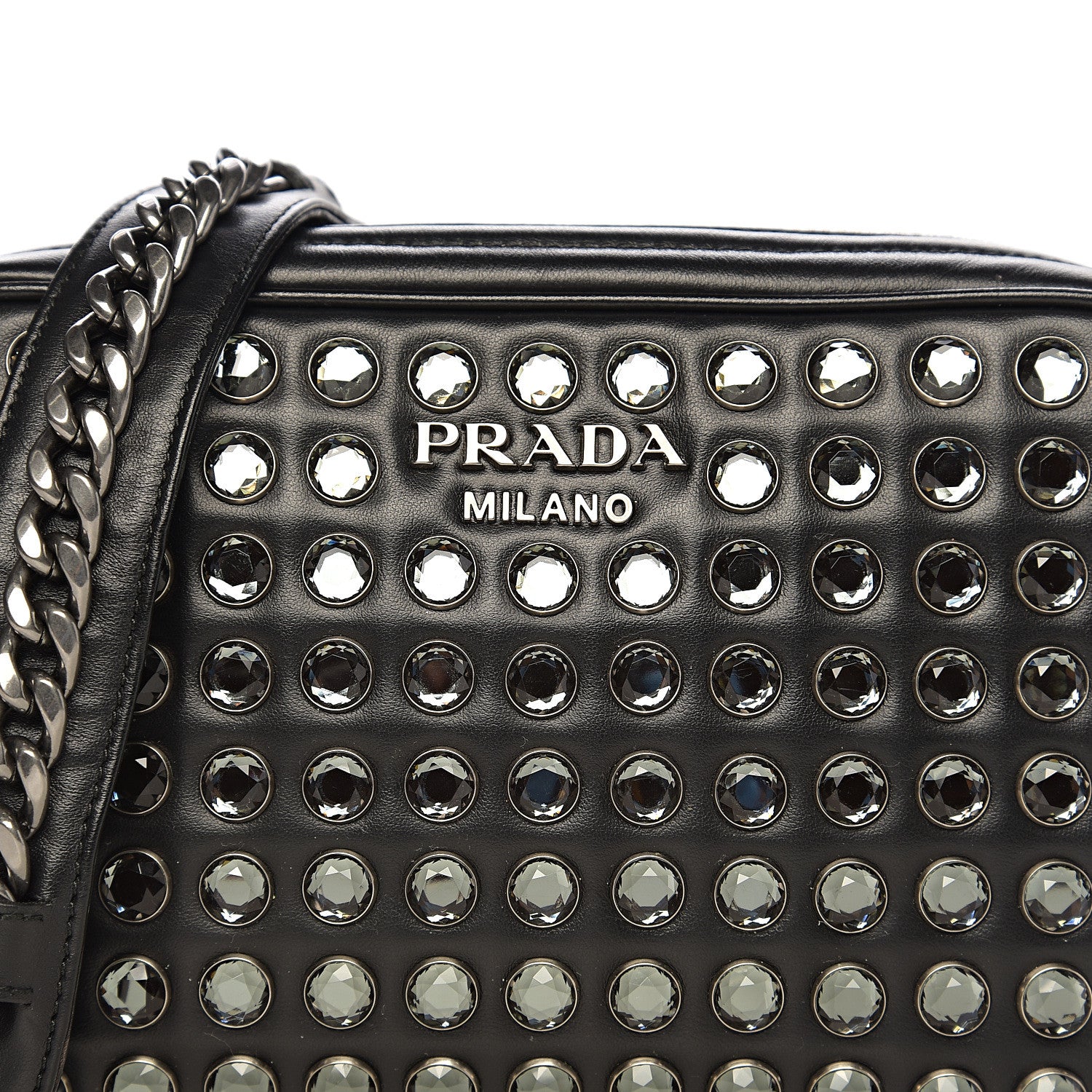 Prada Nappa Impunture Diagramme Embellished Crossbody Bag Black 9 of 9