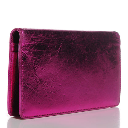 Chanel Metallic Calfskin Bow Yen Wallet Pink 3 of 8