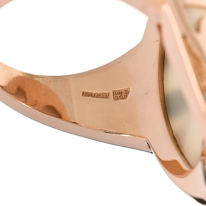 Bulgari 18K Rose Gold Diamond Mother of Pearl Intarsio Ring 58 8.5 7 of 8