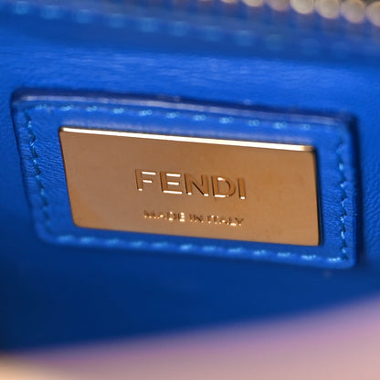 Fendi Vitello Morgan Shiny Nappa Medium Peekaboo Iconic Satchel Cuoio Bluette 7 of 11