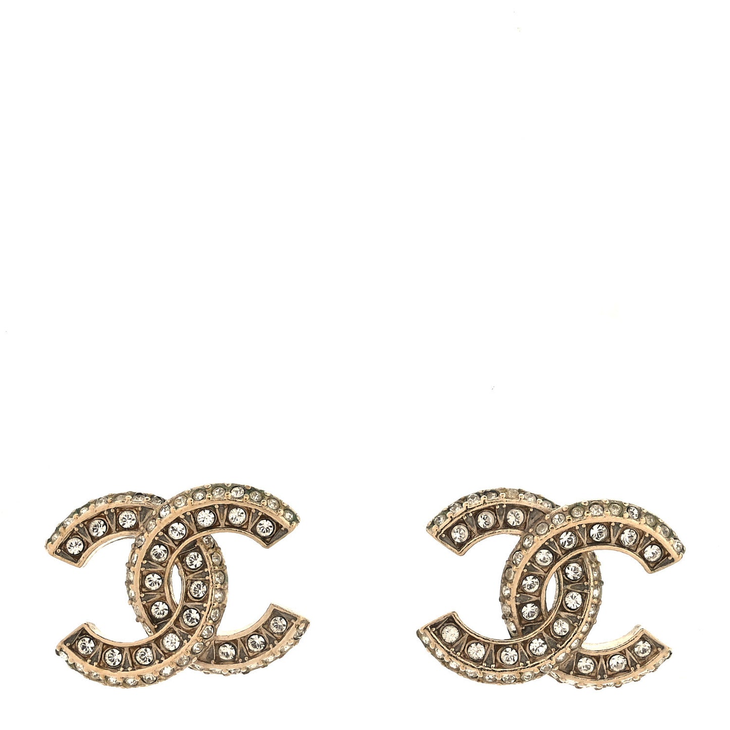 Crystal CC Stud Earrings Gold