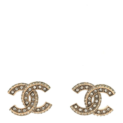Chanel Crystal CC Stud Earrings Gold 1 of 4