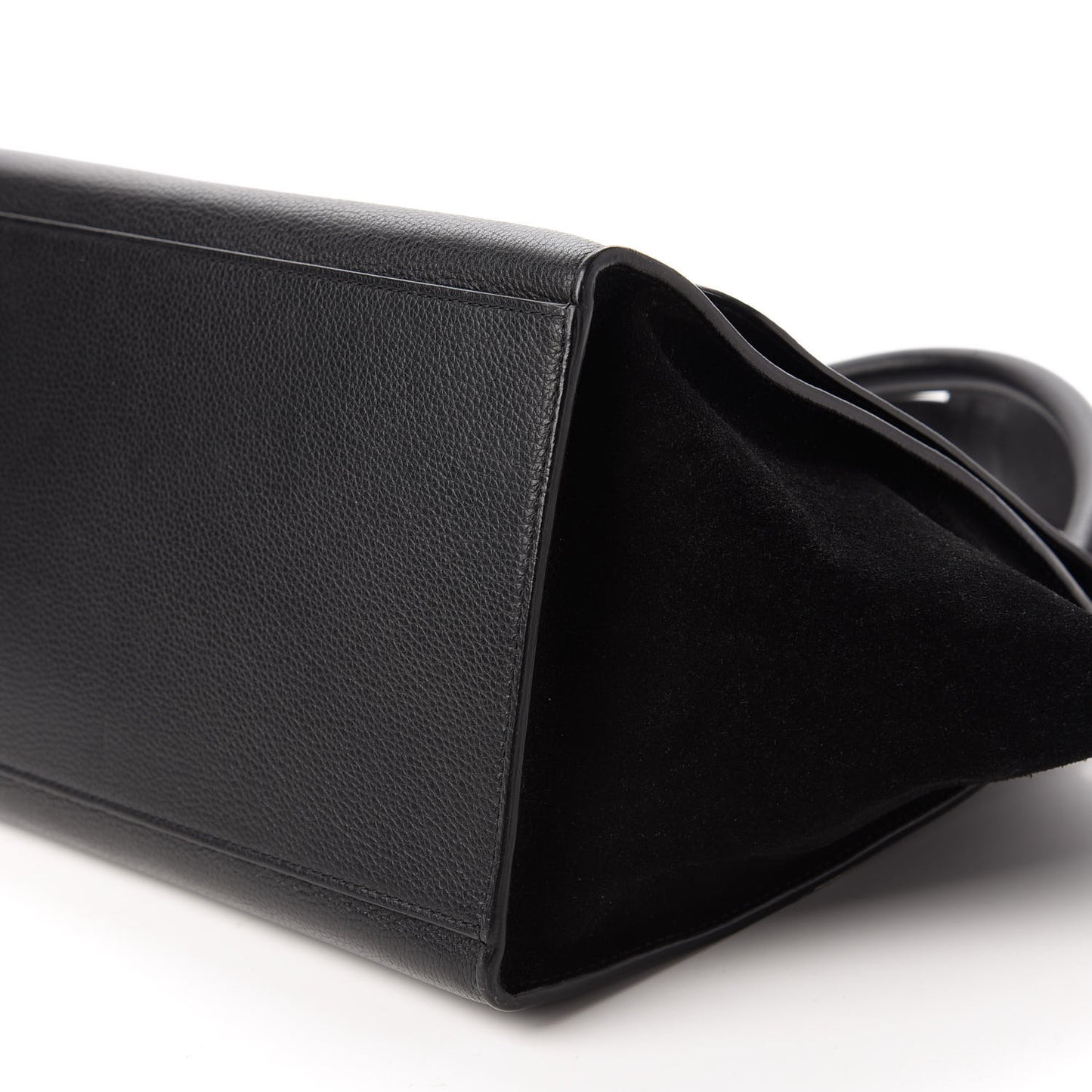 Drummed Calfskin Suede Medium Trapeze Black