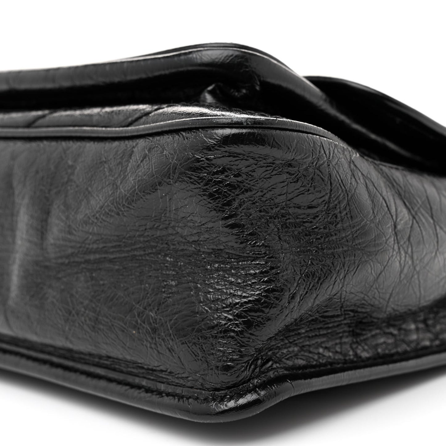 Crinkled Calfskin Matelasse Monogram Medium Niki Chain Satchel Black