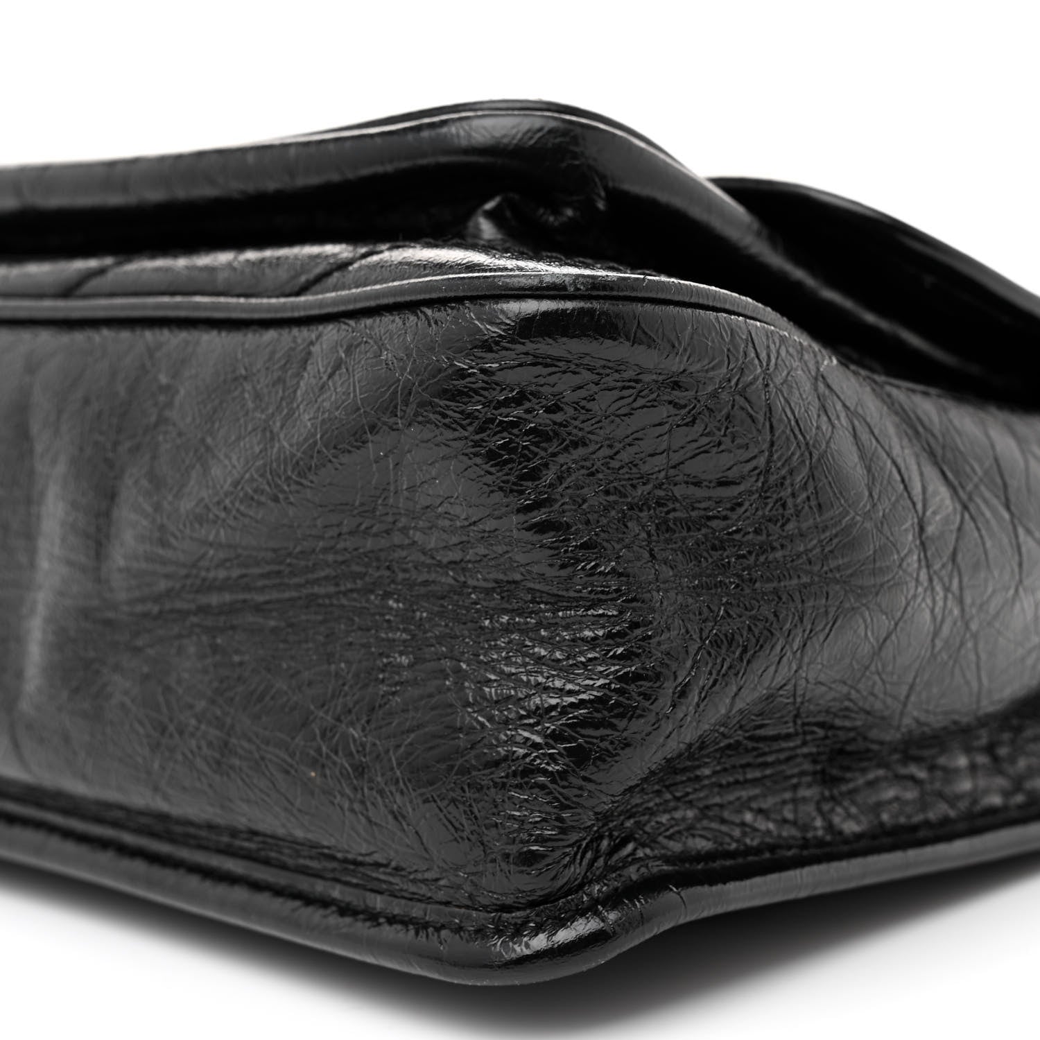 Saint Laurent Crinkled Calfskin Matelasse Monogram Medium Niki Chain Satchel Black 10 of 12