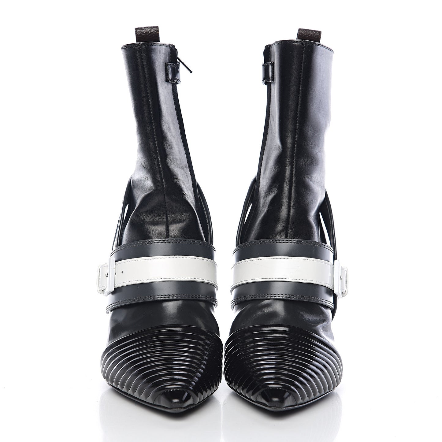 Glazed Calfskin Masterpiece Half Boots 39 Black