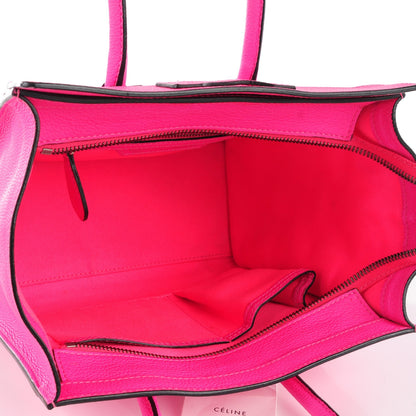 Celine Drummed Calfskin Micro Luggage Fluo Pink 5 of 9