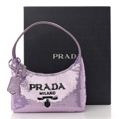 Prada Paillettes Sequin Mini Re-Edition 2000 Bag Lilium Black 14 of 14