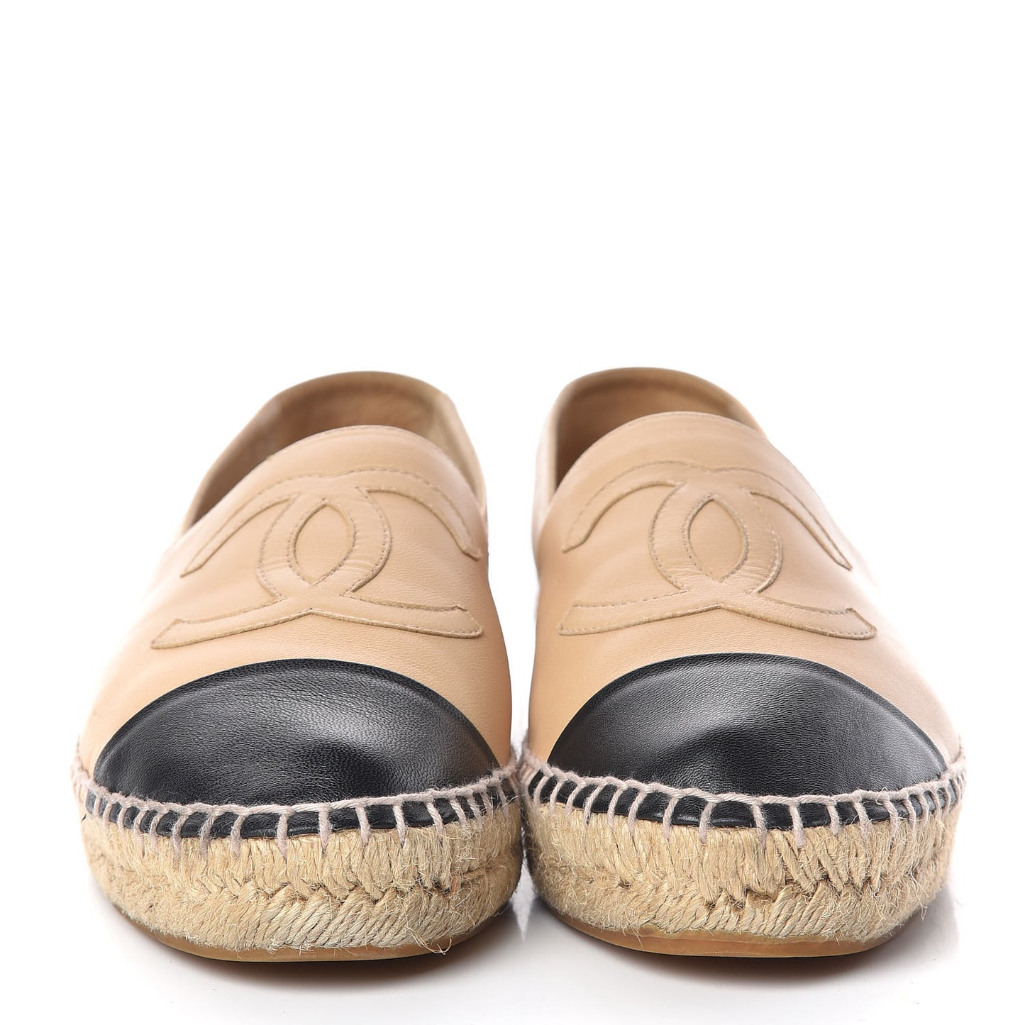 Lambskin CC Espadrilles 38 Beige Black