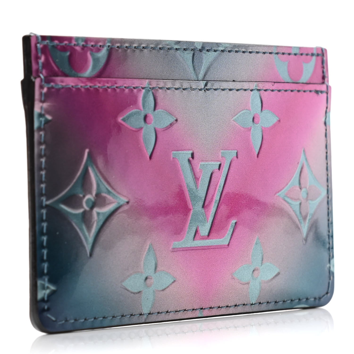 Louis Vuitton Metallic Vernis Card Holder Blue Pink 2 of 5