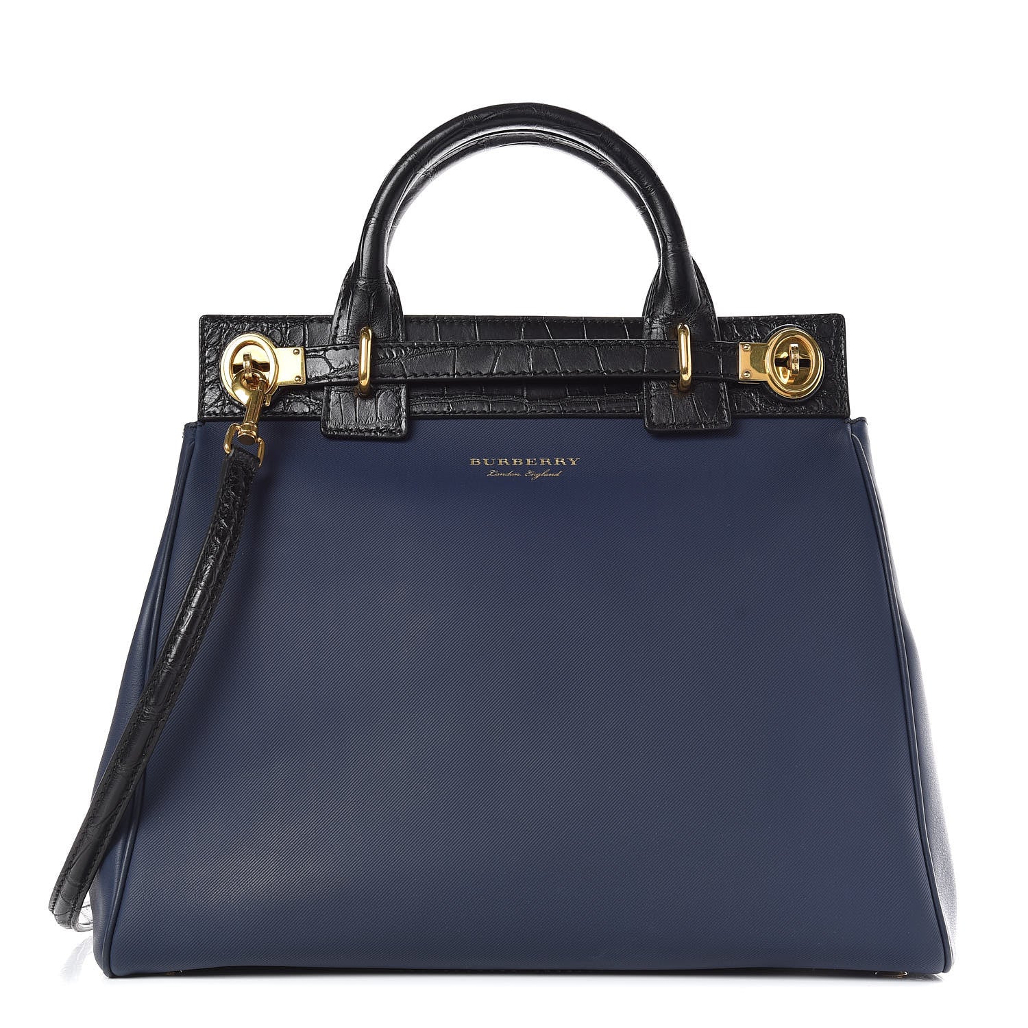 Burberry Trench Calfskin Alligator DK88 Lugggage Bag Midnight Blue