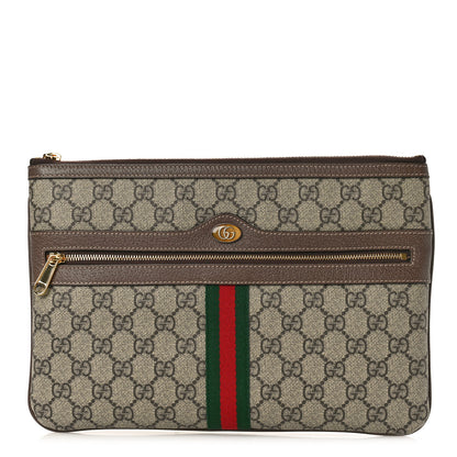 Gucci GG Supreme Monogram Large Ophidia Pouch Clutch Brown 1 of 11