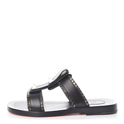 Christian Louboutin Calf Lisse Mens Montezuplage Flat Slide Sandals 40 Black Anthracite 1 of 10