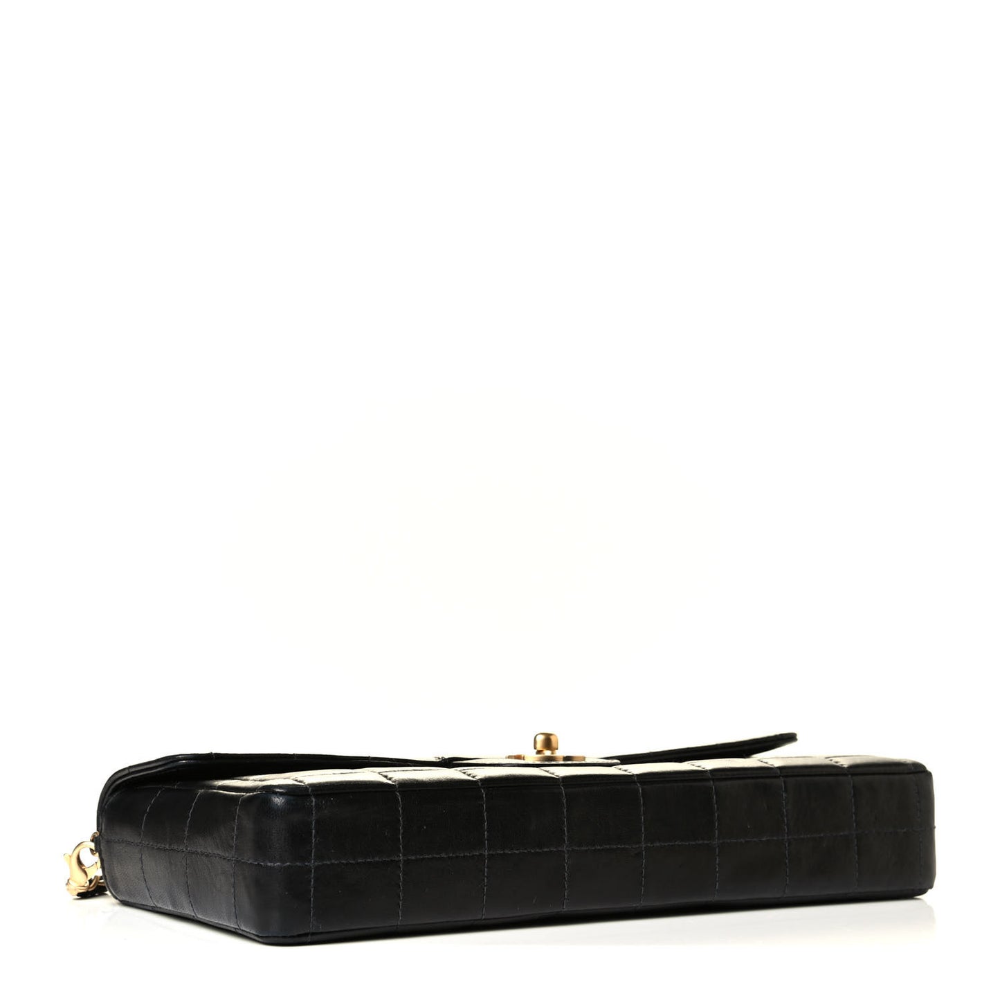 Lambskin East West Chocolate Bar Flap Black