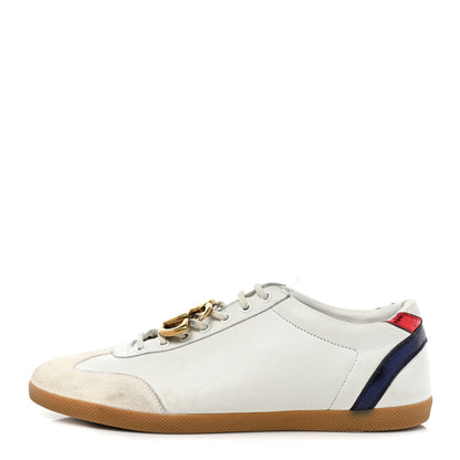 Gucci Calfskin Metallic Ayers Mens Bambi GG Sneakers 10 Great White Notte Red 1 of 10