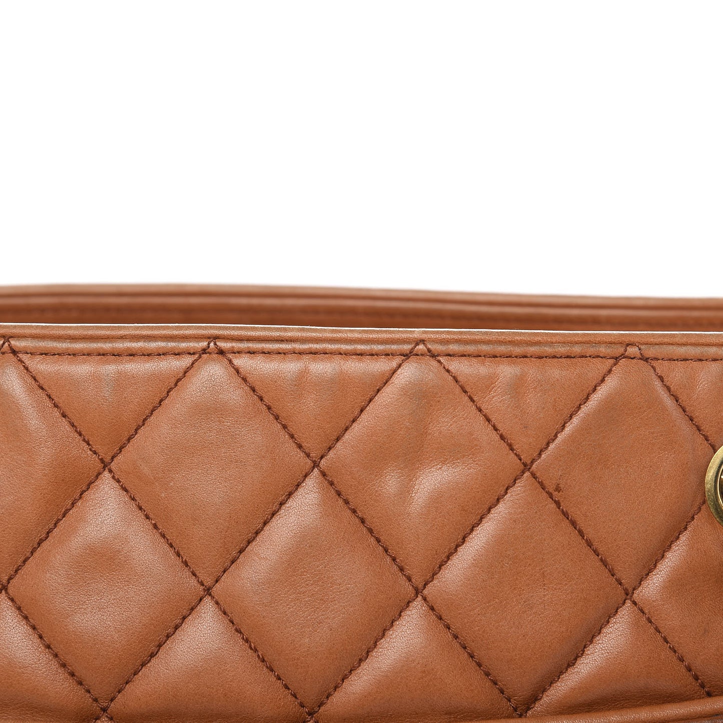 Lambskin Quilted Shopping Tote Brown