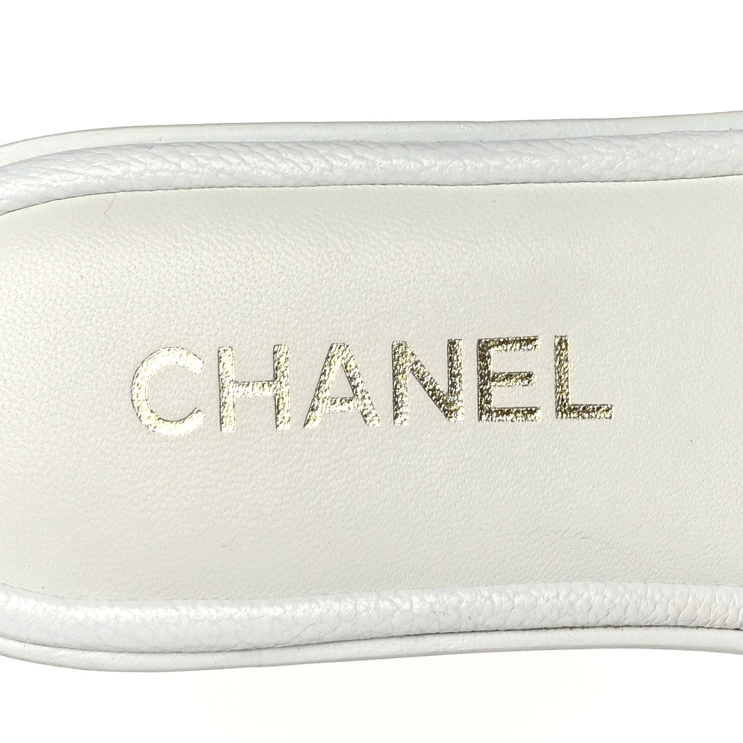 Chanel Shiny Goatskin Quilted CC Mules Sandals 37.5 White 8 of 8