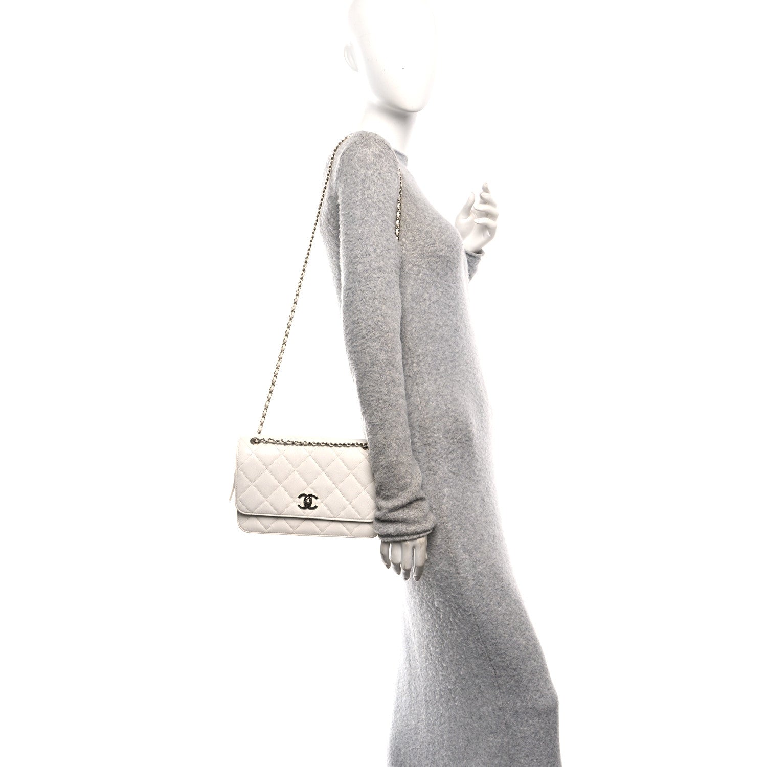 Chanel Shiny Caviar Quilted Flap Bag White 2 of 11